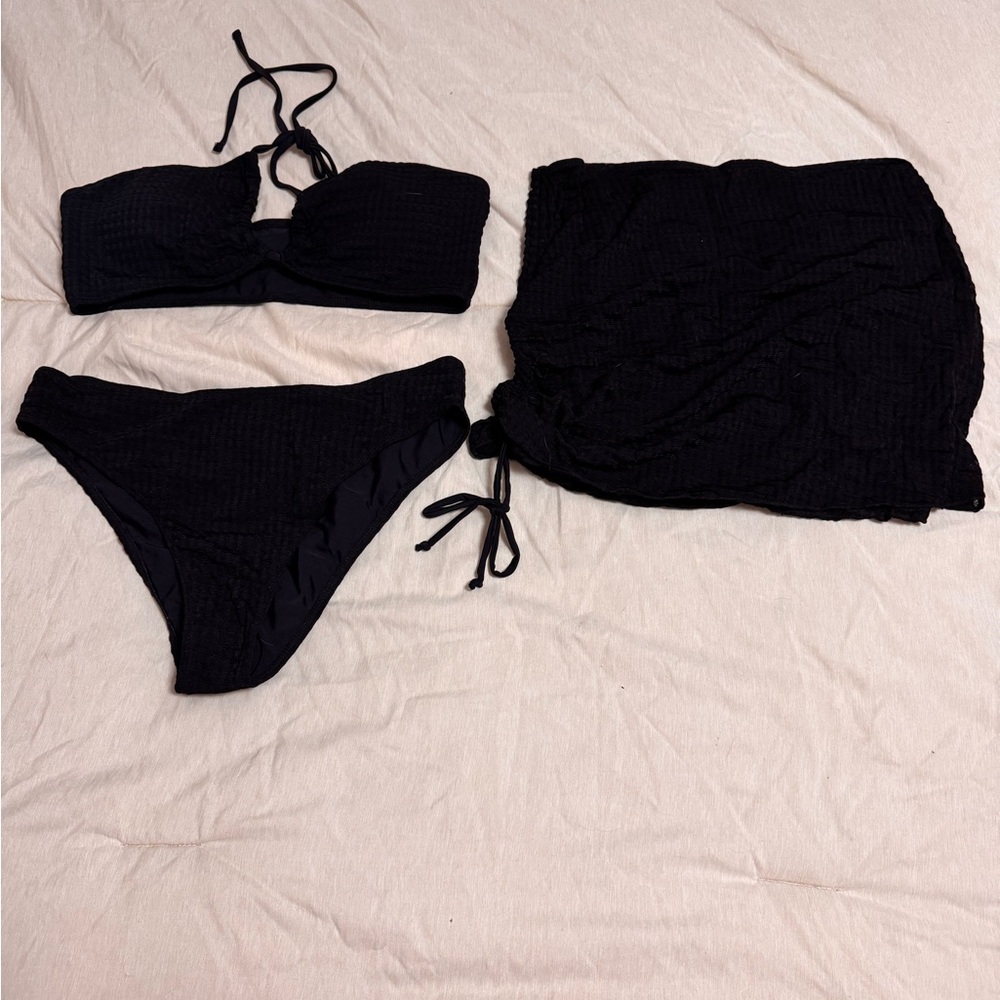 Black Bikini Set with Skirt